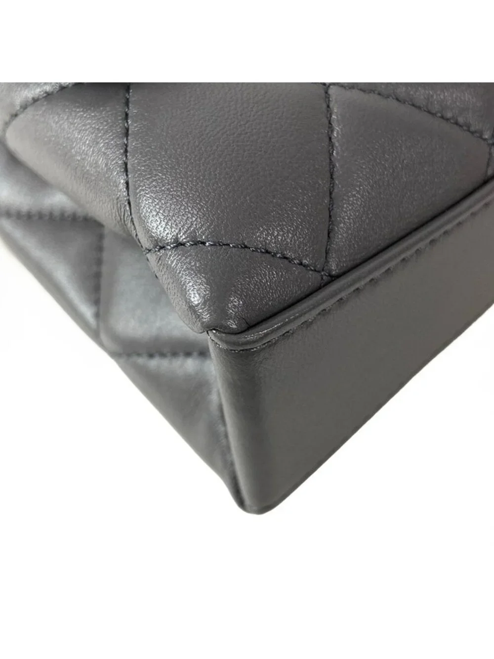 Chanel Shoulder Bag Mini Flap Quilted Gray Lambskin